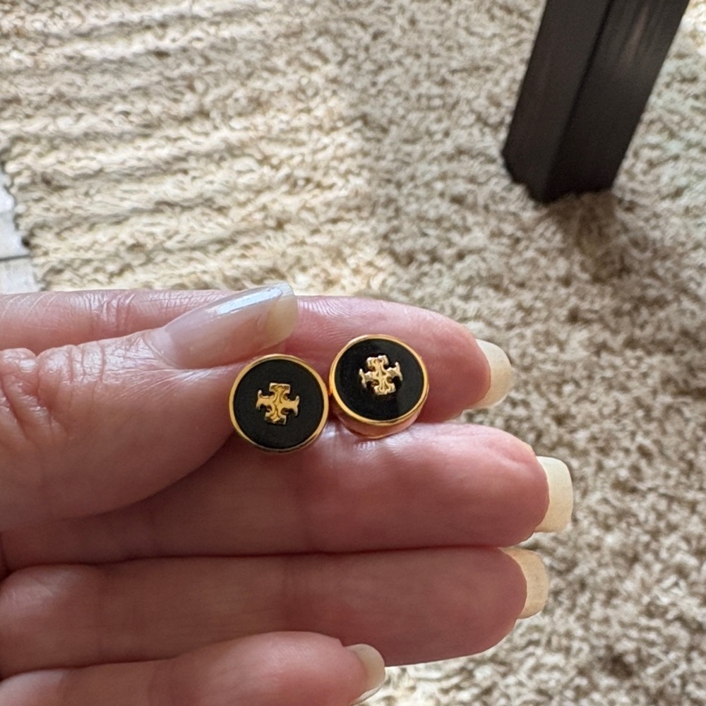 Tory Burch Gold and Black Earrings